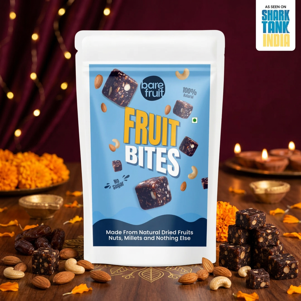 Barefruit Fruit Bites in a Diwali-themed setting