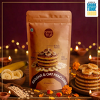 Barefruit Banana & Oat Pancake Mix in a Diwali-themed setting
